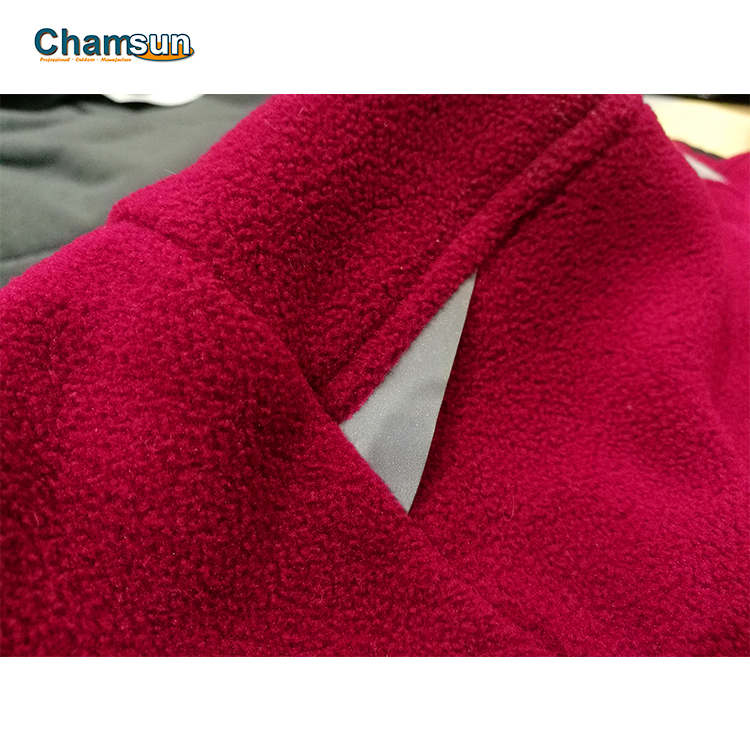 Men fleece jkt with ribbed collar