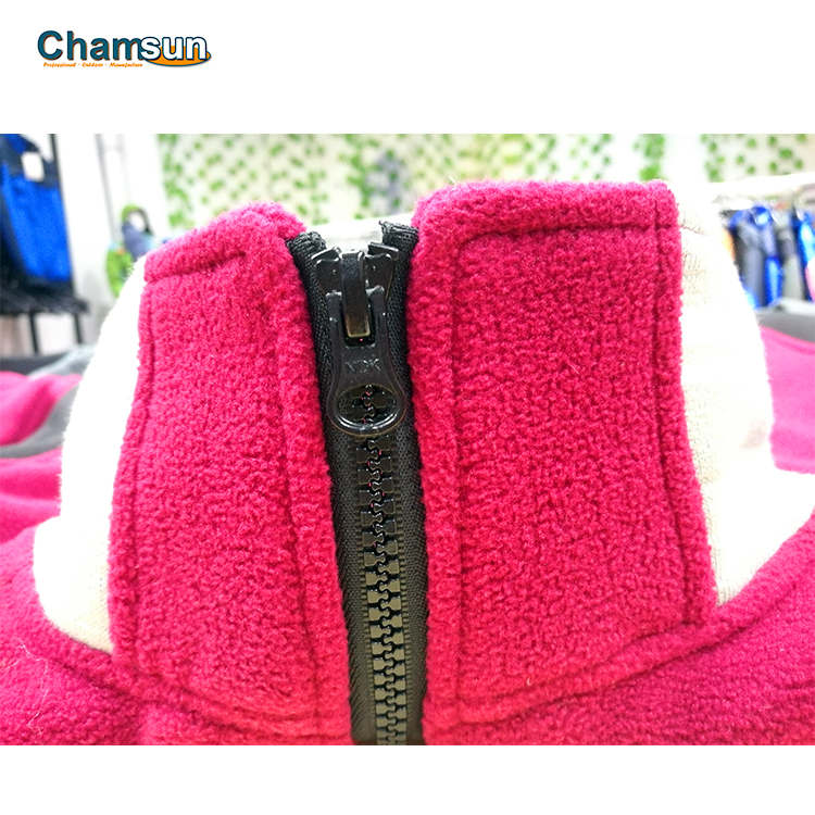 Men fleece jkt with ribbed collar