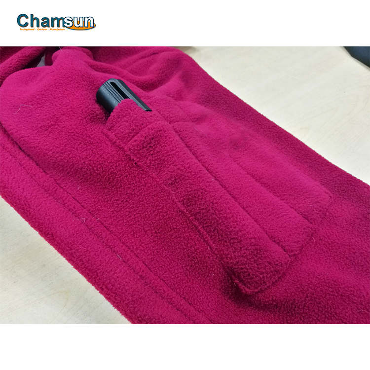 Men fleece jkt with ribbed collar