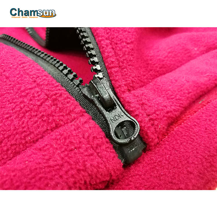 Men fleece jkt with ribbed collar